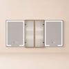59" LED Lighted Medicine Cabinet Wooden Wall-mounted Bathroom Mirror with Doors