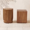 2 Pieces Rustic Round & Rectangle Teak Wood Outdoor Coffee Table Set in Natural