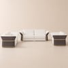 Modernes Wohnzimmer-Sofa-Set aus Kunstleder in Braun und Weiß, 3er-Set