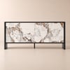Modern 72" Sintered Stone Sideboard with Oak Wood Frame & Adjustable Shelves