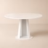 90 - 120 cm Solid Matte Warm White Wood Extendable Dining Table with Light