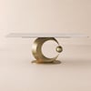 Rectangular Dining Table with Glossy Sintered Stone Top for 6 People, 1810 mm