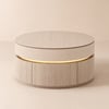 Table basse ronde à plateau relevable cannelé de 32 pouces avec 2 tiroirs