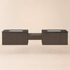 Modern Floating Double Sink Bathroom Vanity Set with Makeup Table Walnut