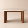 Extendable oval dining table Fluve for 4-6 people in travertine look, 1600 mm - 2000 mm