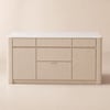 Mid-Century Modern 72" Glossy Sintered Stone Top Kitchen Island with Drawers, Whitewash