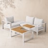 Slatera 4-Pieces Modular Outdoor Sofa Set Aluminium & Acacia for 4 Person in Light Grey