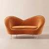 1600mm Velvet Curved Sofa Small 2-Seater Sofa with Curve Back Upholstery in Orange