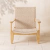 Japandi Solid Wood Outdoor Patio Lounge Chair Armchair Kraft Paper Rope Woven Seat