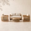 4-Piece Boheva Teak Wood and Rope Garden Sofa Set with Coffee Table for 4 Persons