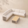 Costra Handwoven Rope L-Shaped Outdoor Sofa with Coffee Table in Ivory