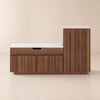 Aura 47” Walnut Wooden Shoe Storage Bench with Right-Side Cabinet for Entryway