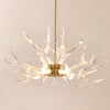 Lustre de plafond en bois de corne de cerf en résine à 9 lumières, doré