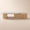 Velar Tavolino Allungabile 120-170 cm Scanalato con Piano in Pietra Sinterizzata