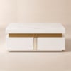 Modern 110 cm White Square Storage Coffee Table with Sintered Stone Top & 4 Drawers