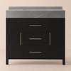 1000mm Freestanding Black Bathroom Vanity, Sintered Stone Countertop & Gold Handles
