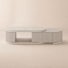 Table basse extensible cannelée Velar avec surface en pierre frittée et rangement, 120 à 170 cm