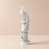 70 cm Silver Peacock Statue with Diamond Accents – Luxury Resin Peacock Sculpture