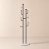 1700 mm High Black Modern Metal Clothes Rack with 7 Hooks and Marble Base