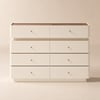 Modern 120 cm Tempered Glass Top 8-Drawer White Dresser with LED and Jewelry Trays