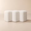 Modern White Entryway Bench Boucle Upholstered Molecule Ottoman Wooden Frame