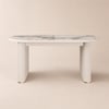 Extendable oval dining table with glossy white sintered stone top for 6-10 people, 2000 mm - 2400 mm