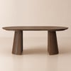 Modern 47"-79" Extendable Walnut Wood Dining Table with Fluted Base, Seats 4-6