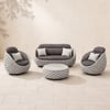 Cocaro 4-Piece Outdoor Rope Weave Swivel Sofa Set with Coffee Table in Grey