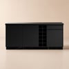 Japandi 72" Black Kitchen Island with Storage & LED Lighting