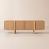 Lineva 80" TV-Ständer aus Eschenholz, geriffelt, natur, mit Schränken
