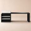 Extendable Kitchen Island with Dining Table in White and Black, Seats 4, 1850 mm - 2350 mm