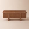 Table basse Lineva 119 cm en noyer cannelé avec plateau relevable et 2 tiroirs