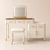 ensemble de coiffeuse en pierre frittée en verre blanc avec miroir