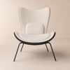 Poltrona Wingback Bassa in Ecopelle con Cuscino e Gambe in Metallo