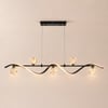 LED Linear Kitchen Island Light – 6-Light Dimmable Black Fixture with Glass Globe Shades