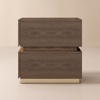 Lumio Walnut 2-Drawer LED Bedside Table with Charging Station