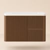 Modern 80 cm Floating Fluted Bathroom Vanity with Sink, Soft LED, Ample Storage