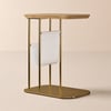 Modern C-shaped Rotating Side Table 508 mm in Natural & Gold with Magazine Rack