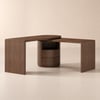 L-shaped Swivel Desk with Drawers in Walnut, 1520 mm