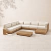 Grida 9-Piece Outdoor Teak Modular Sectional Sofa Set with Coffee Table in Ivory
