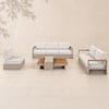 Tevara Convertible Outdoor Sectional Sofa Set with Teak & Aluminium Frame, Sand & White