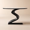 Modern 39" Demilune Console Table with White Sintered Stone Top