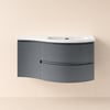 35" Floating Single Curved Bathroom Vanity with Sink & Storage