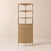 Étagère d'angle moderne en étagère naturelle de 190,5 cm avec tiroir et armoire à 2 portes