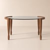 Tavolino da caffè moderno Mid-Century rotondo in vetro da 32" con gambe in legno