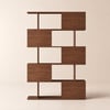 185 cm Tall Freestanding Bookshelf with Sliding Door, 5 Shelves, and Walnut Storage