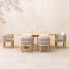 Costra 7-Piece Outdoor Rope Weave & Aluminum Extendable Dining Set with 6 Chairs in Ivory