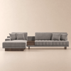 320 cm L-förmiges modulares Samt-Sofa Vewal mit Chaiselongue und Ottoman