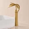 Modern Elegant Waterfall Bathroom Vessel Sink Faucet Single Handle Solid Brass in Gold