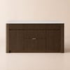 Mid-Century 72" Glossy Sintered Stone Kitchen Island with Storage, Smoky Brown